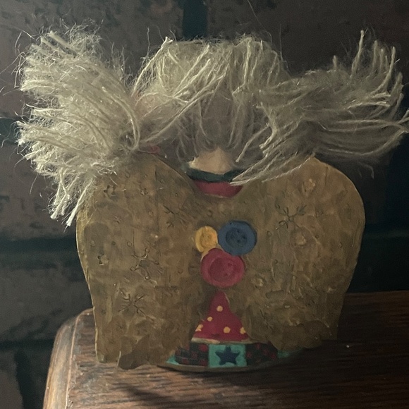 Vintage Wooden Christmas ANGEL Figurine y Russ Berrie Dangling Legs With TAGS - Picture 6 of 9